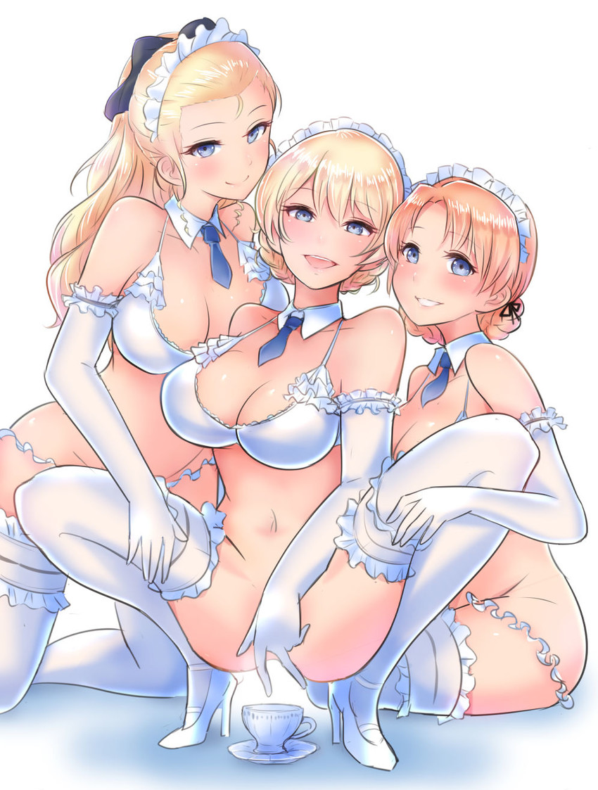 darjeeling, orange pekoe, and assam (girls und panzer) drawn by 14sai_bishoujo_(shoutarou)