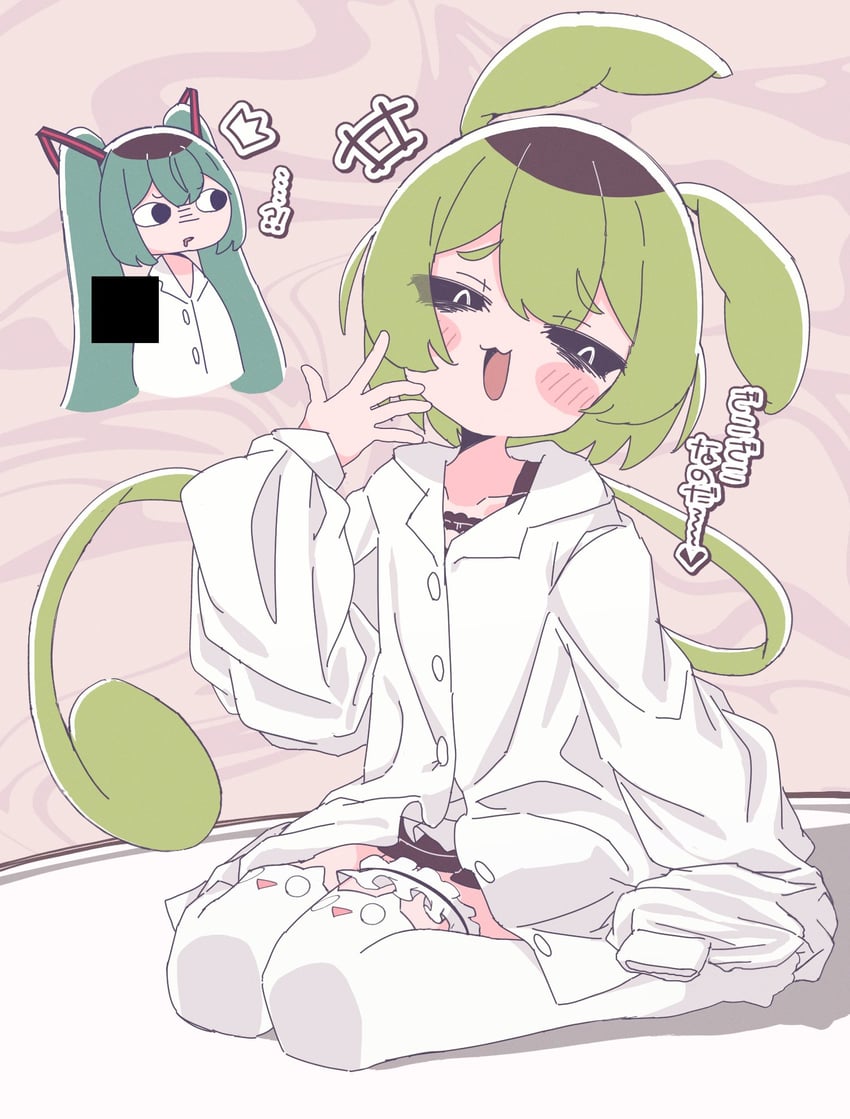 hatsune miku and zundamon (vocaloid and 3 more) drawn by n_u
