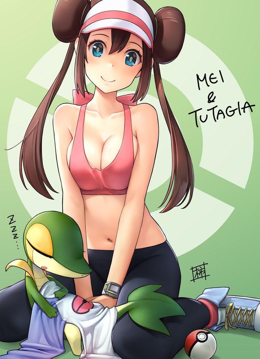 rosa and snivy (pokemon and 2 more) drawn by kakinomai