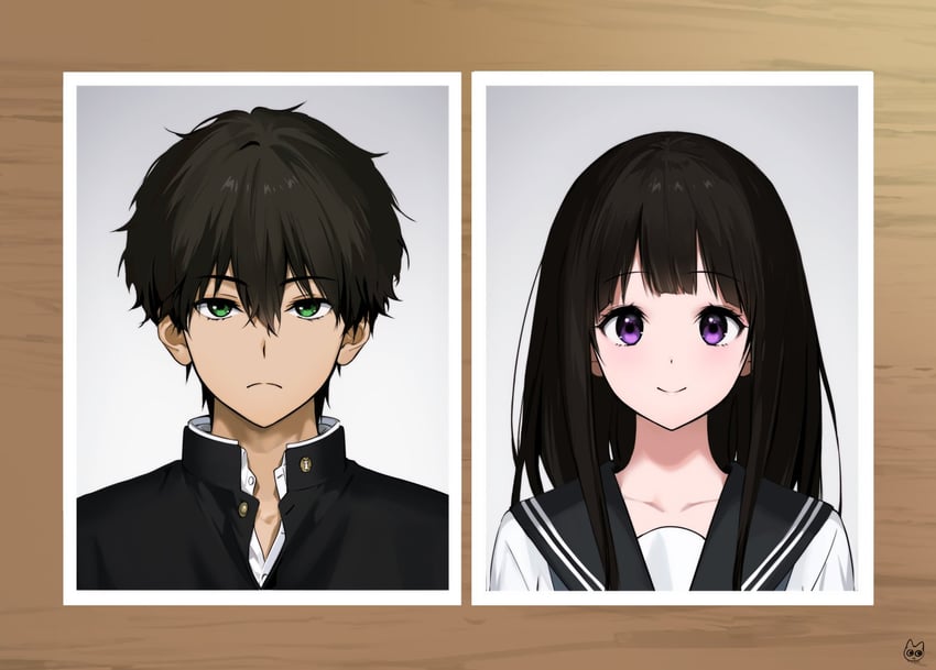 chitanda eru and oreki houtarou (hyouka) drawn by mery_(yangmalgage)