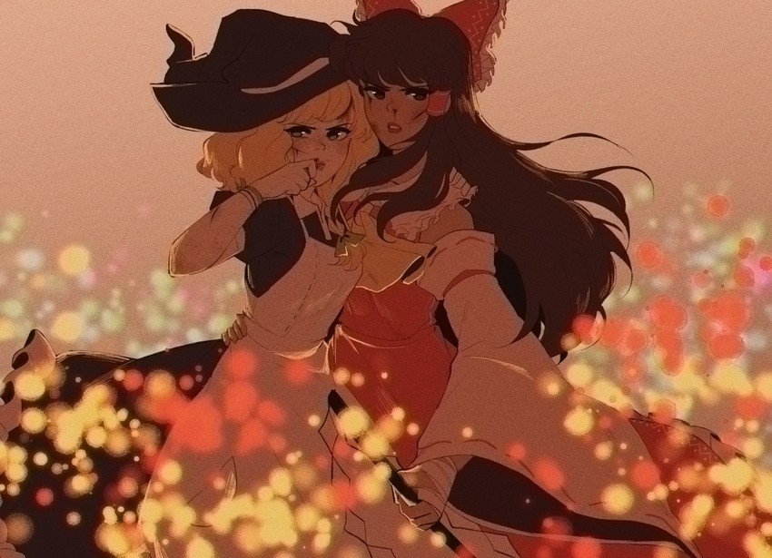 hakurei reimu and kirisame marisa (touhou) drawn by pixie_(milkywaypixies)