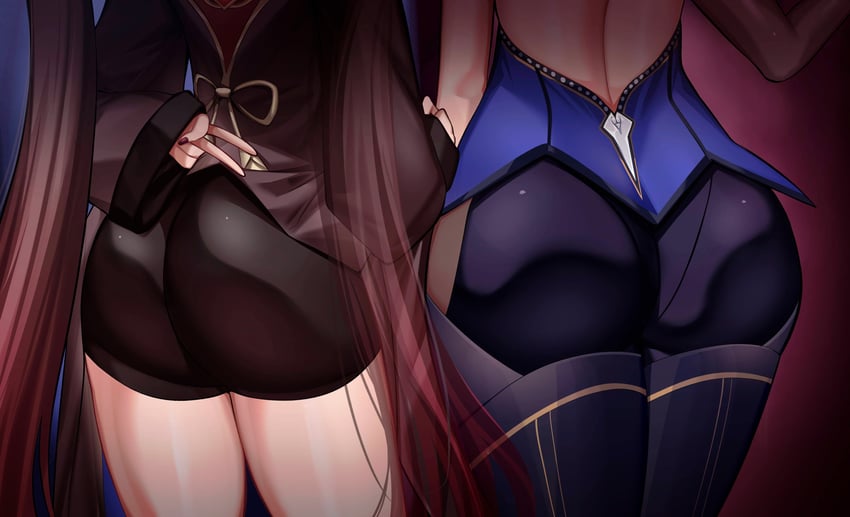 hu tao and yelan (genshin impact) drawn by karin_(a62826704)