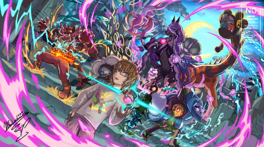 rotom, gastly, whimsicott, ogerpon, incineroar, and 8 more (pokemon) drawn by mochachiiino
