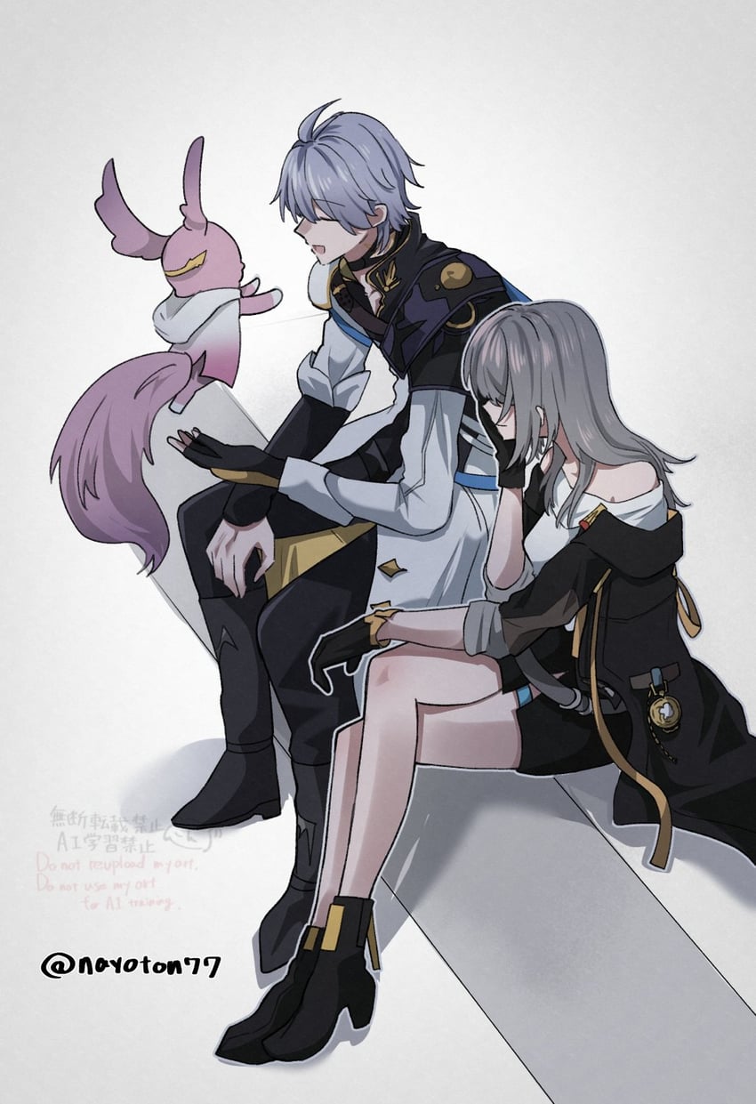 trailblazer, stelle, phainon, and mem (honkai and 1 more) drawn by nayoton77