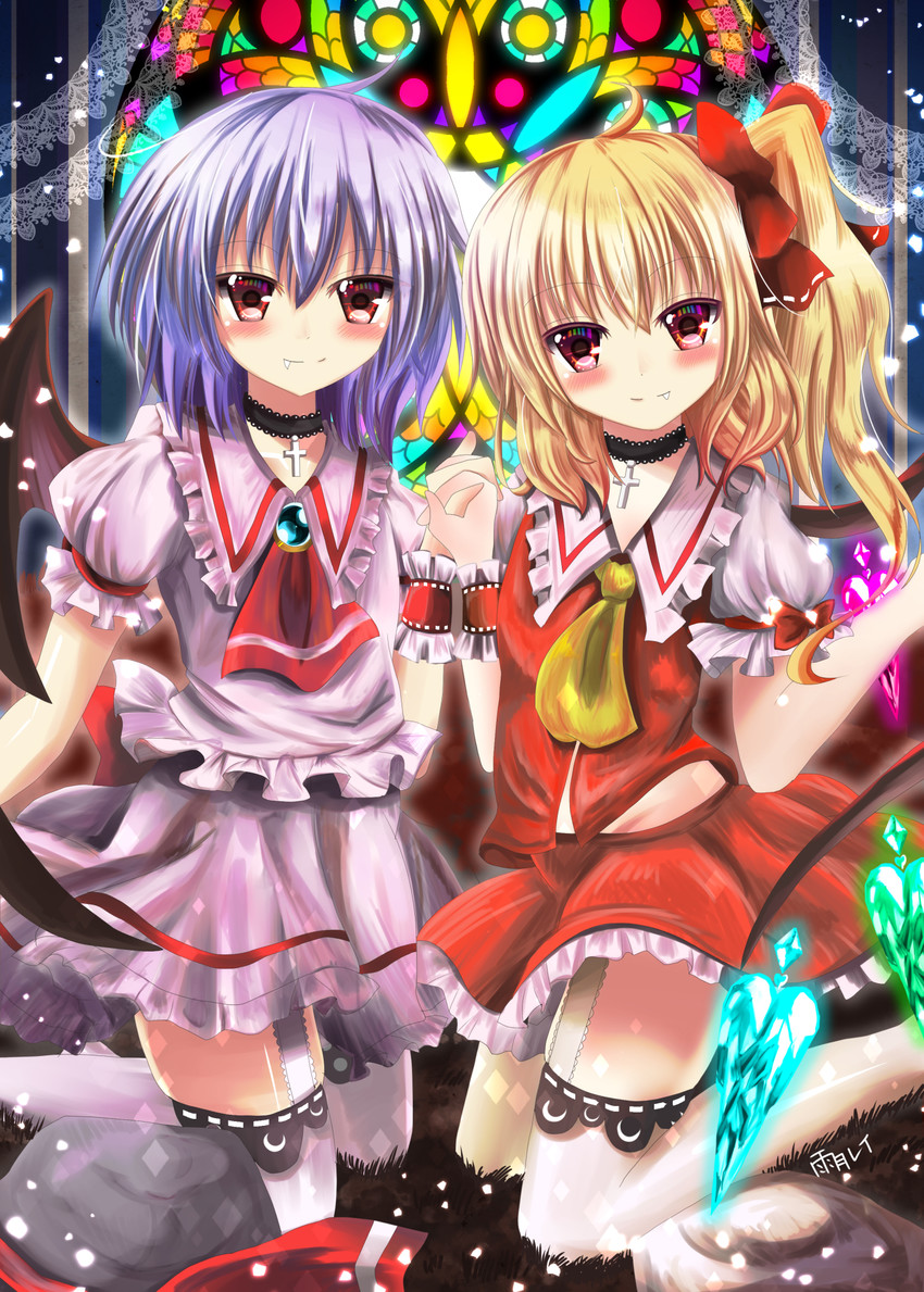 remilia scarlet and flandre scarlet (touhou) drawn by amatsuki_rei