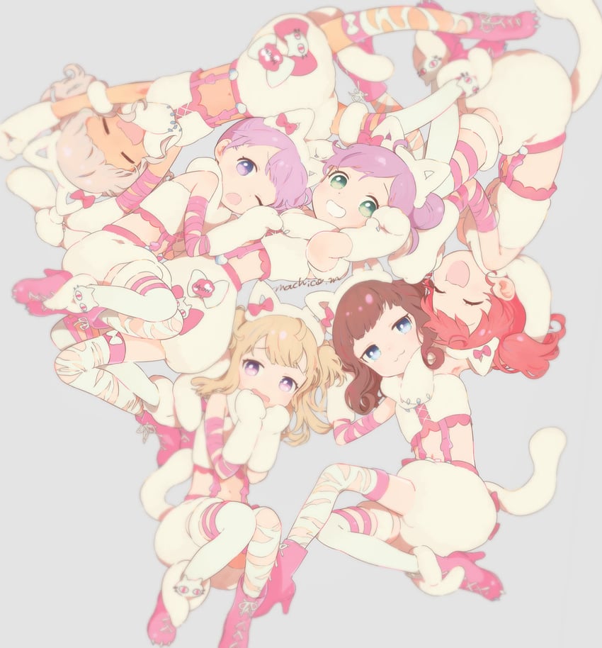 manaka laala, manaka non, kurosu aroma, shiratama mikan, tsukikawa chili, and 1 more (pretty series and 1 more) drawn by machico_maki