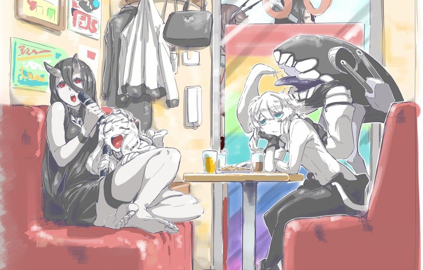 nagato, mutsu, wo-class aircraft carrier, battleship princess, and airfield princess (kantai collection) drawn by torichamaru
