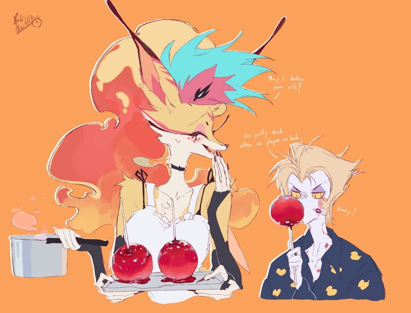lucifer morningstar and beelzebub (hazbin hotel and 1 more) drawn by yokichan013