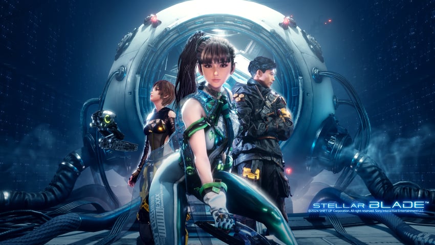 eve, lily artemis ii, adam's drone, and adam (stellar blade)