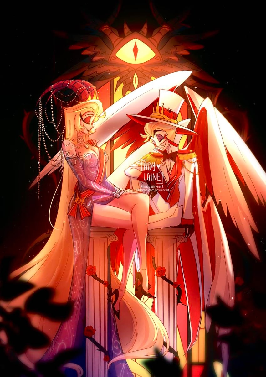 lucifer morningstar and lilith (hazbin hotel) drawn by adylaineart