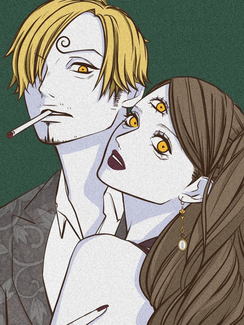 sanji and charlotte pudding (one piece) drawn by sskw_mm