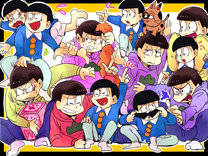 matsuno osomatsu, matsuno karamatsu, matsuno ichimatsu, matsuno jyushimatsu, matsuno choromatsu, and 1 more (osomatsu and 2 more) drawn by sudare_(sudare310)