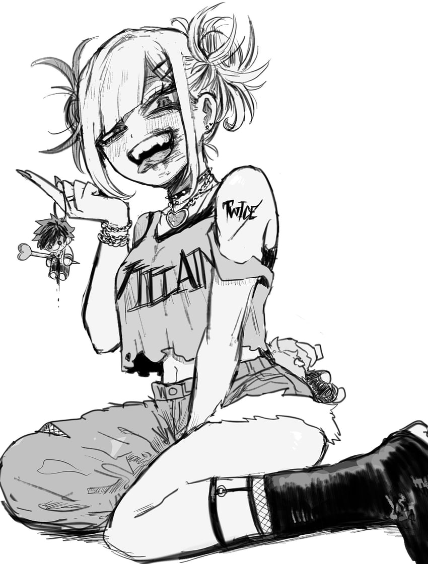 midoriya izuku, toga himiko, and shigaraki tomura (boku no hero academia) drawn by ametaro_(ixxxzu)