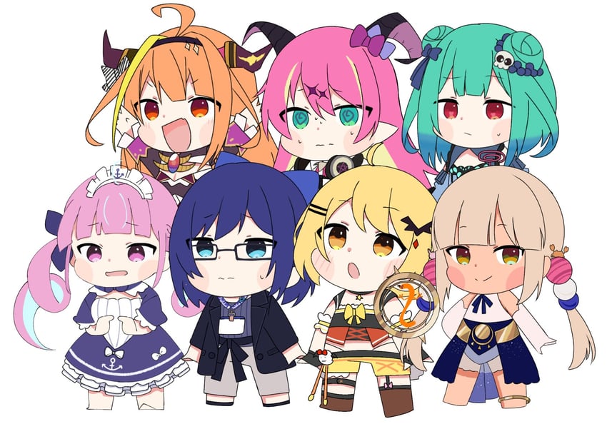 minato aqua, uruha rushia, kiryu coco, tsukumo sana, yozora mel, and 3 more (hololive and 1 more) drawn by giao2_ng