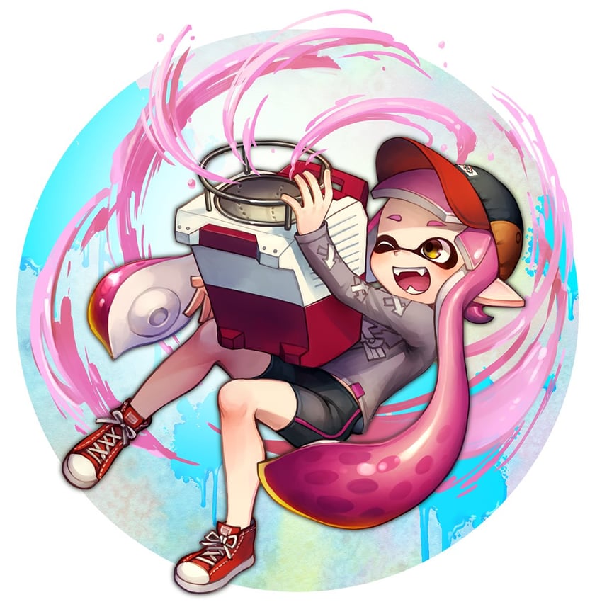 inkling player character and inkling girl (splatoon) drawn by kiitos