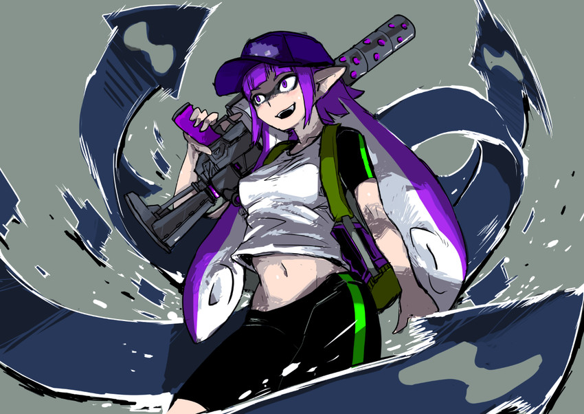 inkling player character and inkling girl (splatoon and 1 more) drawn by moggel