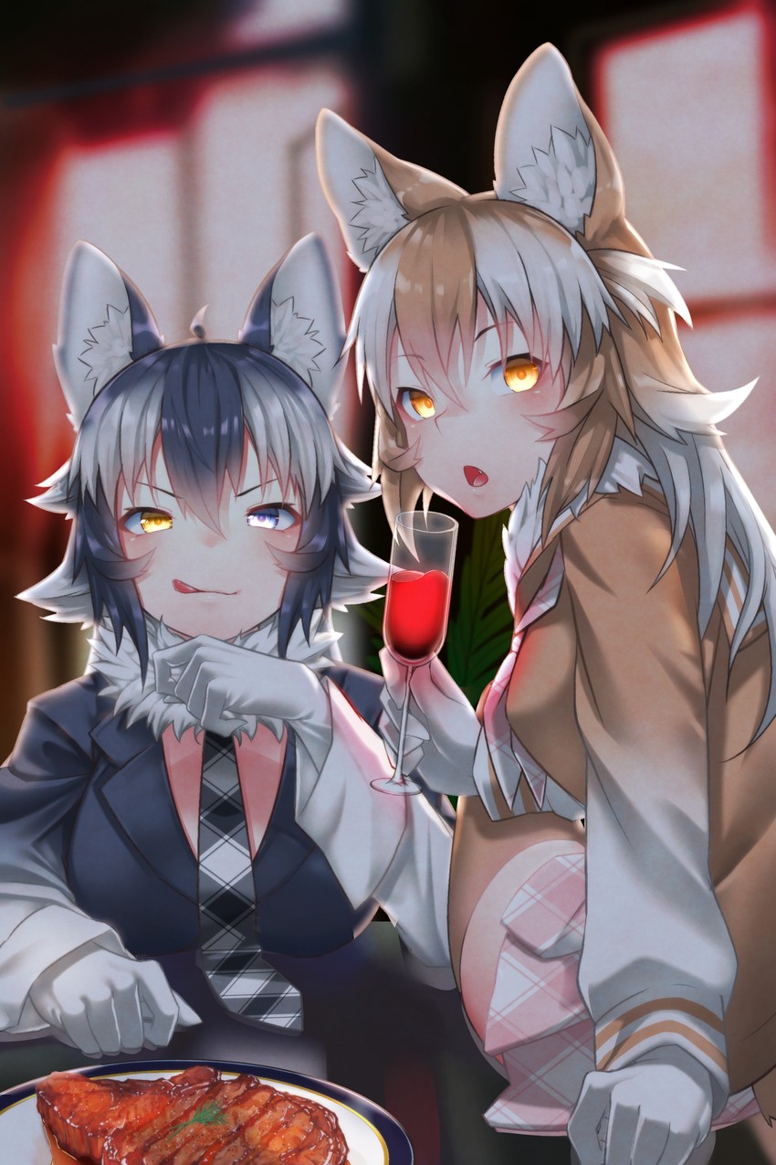 grey wolf and japanese wolf (kemono friends) drawn by akuma_(st.takuma)
