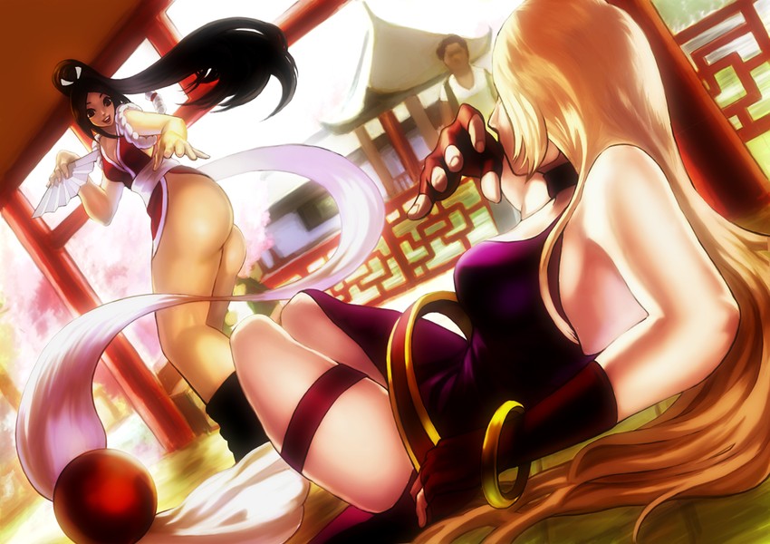 shiranui mai and b. jenet (the king of fighters and 3 more) drawn by kabutonushi