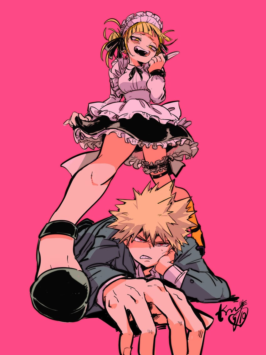 bakugou katsuki and toga himiko (boku no hero academia) drawn by ikapnmn2