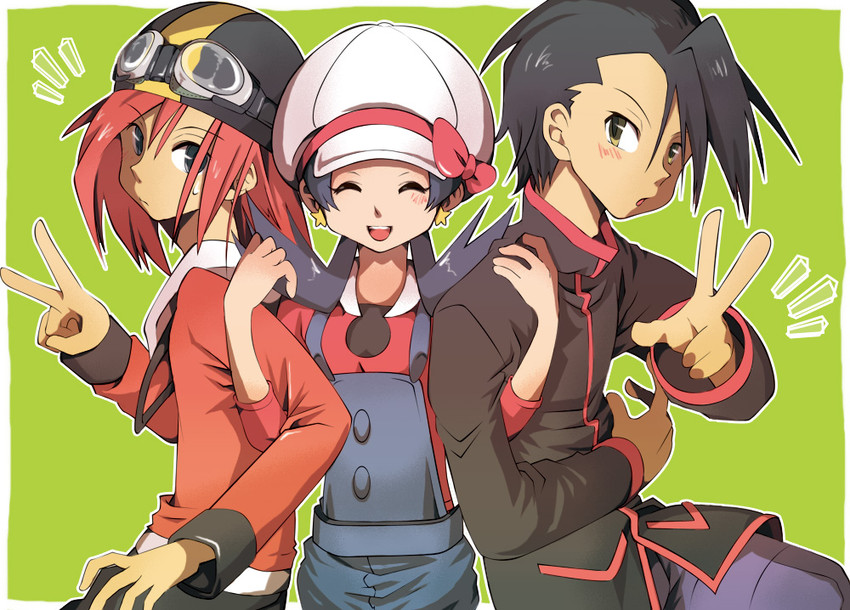 ethan, silver, and kris (pokemon and 1 more) drawn by atom_(@tom)