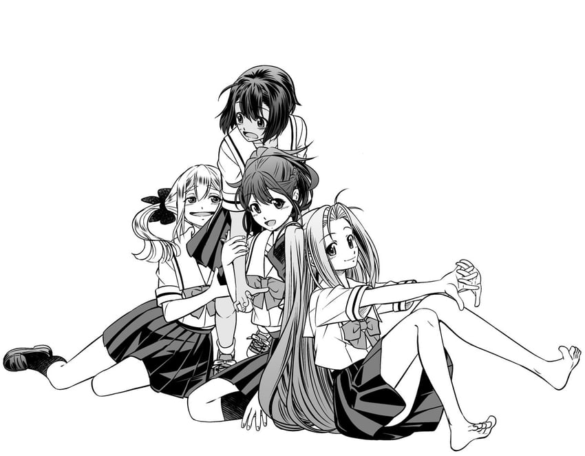 senomiya akiho, koujiro frau, daitoku junna, and yukifune airi (robotics;notes) drawn by eibon