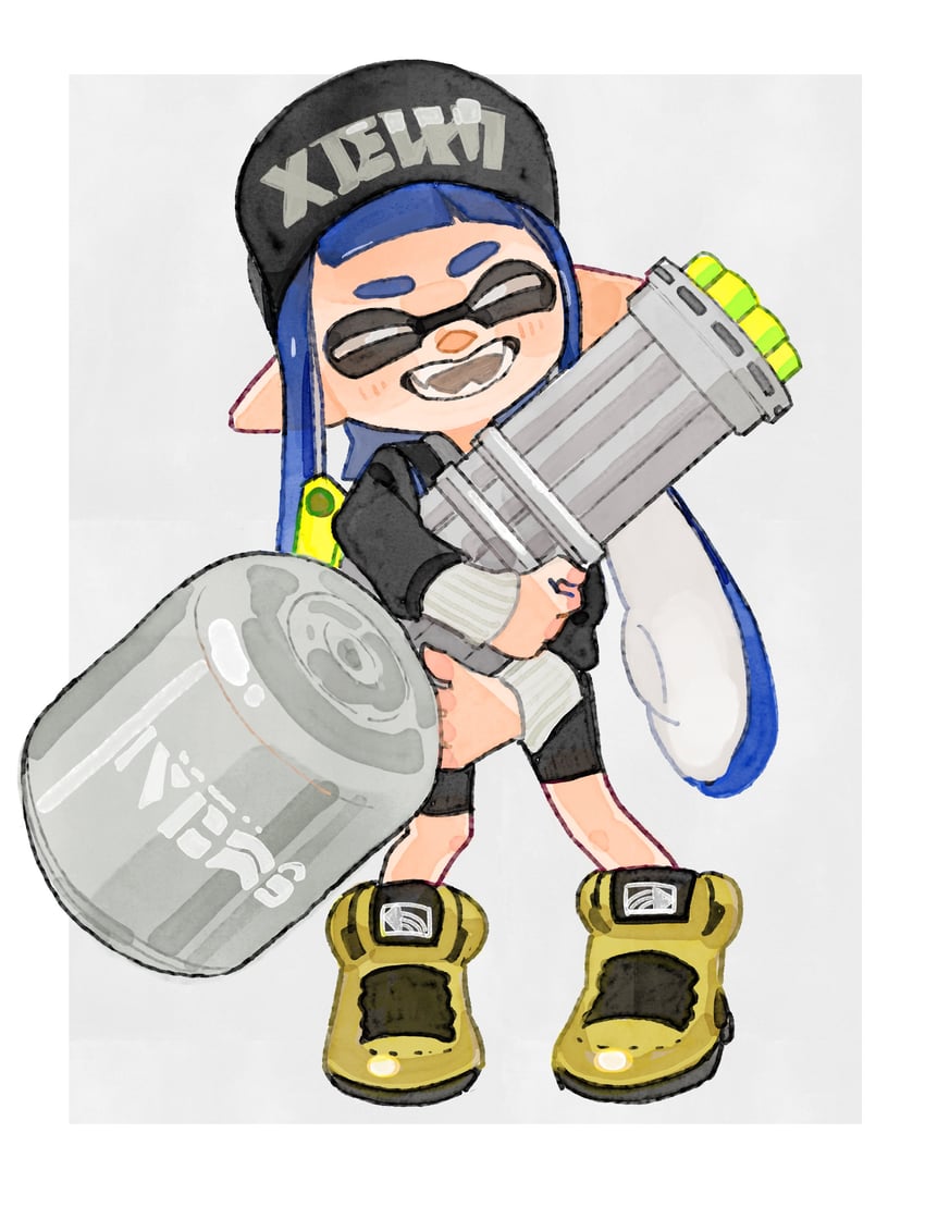inkling player character and inkling girl (splatoon) drawn by watamoke