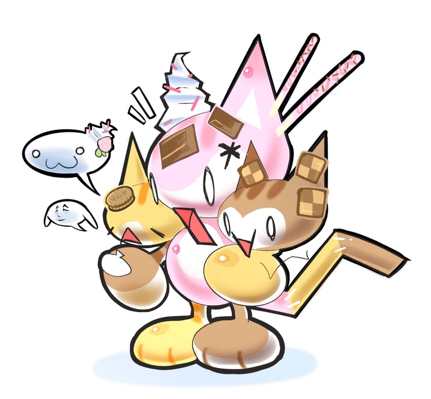 mona, giko neko, and moraler (original and 1 more) drawn by fishishing