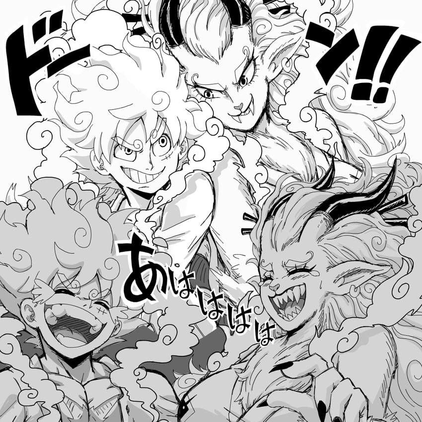 monkey d. luffy and yamato (one piece) drawn by lewdamone