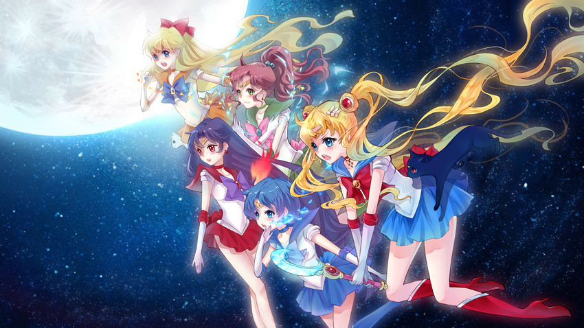 tsukino usagi, sailor moon, mizuno ami, aino minako, hino rei, and 7 more (bishoujo senshi sailor moon and 1 more) drawn by 77_(lqi880312)