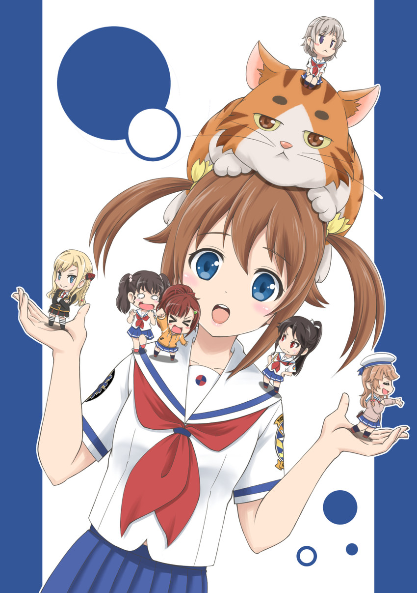 misaki akeno, wilhelmina braunschweig ingenohl friedeburg, munetani mashiro, irizaki mei, nosa kouko, and 3 more (high school fleet) drawn by furatto