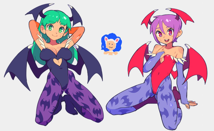 morrigan aensland, lilith, and felicia (darkstalkers) drawn by slammo