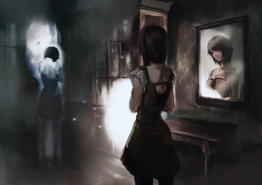 minazuki ruka and tsukimori madoka (fatal frame and 1 more) drawn by gauss_<bokashi