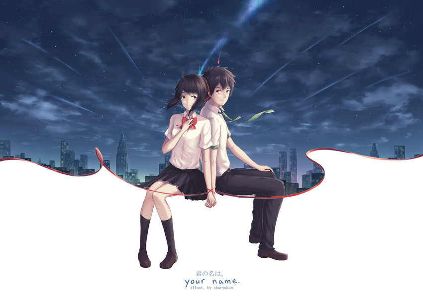 miyamizu mitsuha and tachibana taki (kimi no na wa.) drawn by shuryukan