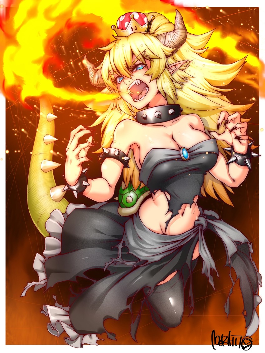bowsette (mario and 1 more) drawn by hitomori