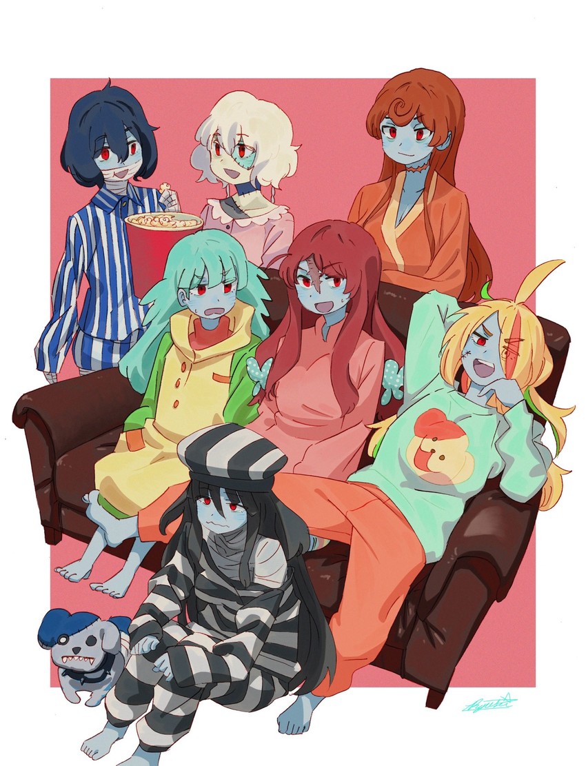 konno junko, minamoto sakura, mizuno ai, nikaidou saki, hoshikawa lily, and 3 more (zombie land saga) drawn by ryusei_hashida