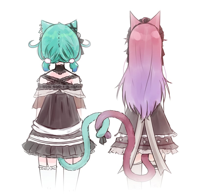 uruha rushia and mikeneko (hololive and 1 more) drawn by milk_tea_1993