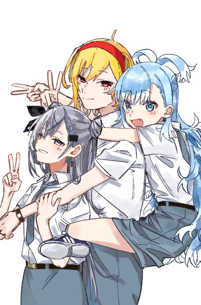 kaela kovalskia, kobo kanaeru, and vestia zeta (hololive and 1 more) drawn by yori_171018