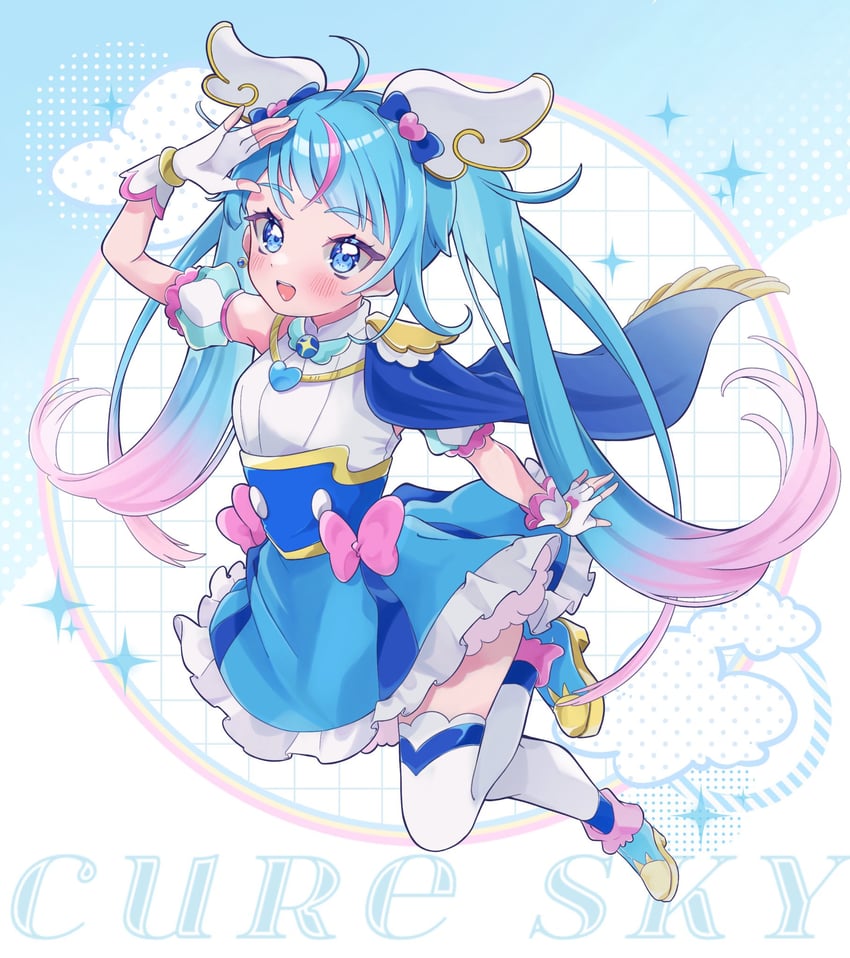 sora harewataru and cure sky (precure and 1 more) drawn by wata_meuko