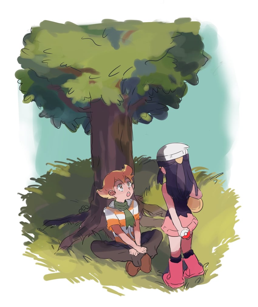 dawn and barry (pokemon and 1 more) drawn by shichibee_(stm_mimi)