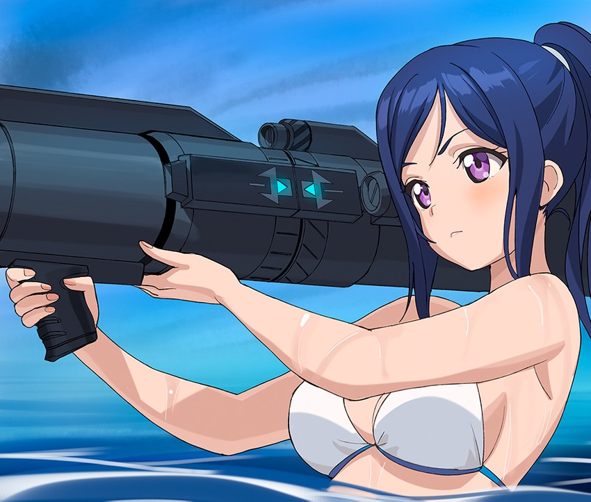 matsuura kanan and gundam gp-02 physalis (love live! and 4 more) drawn by a1_(initial-g)