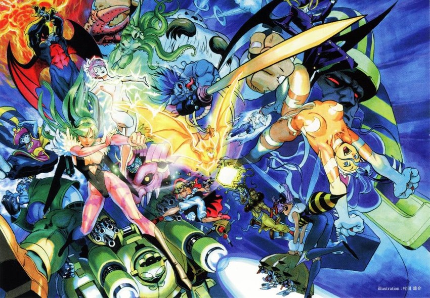 morrigan aensland, lilith, felicia, hsien-ko, b.b. hood, and 14 more (darkstalkers) drawn by murata_yuusuke