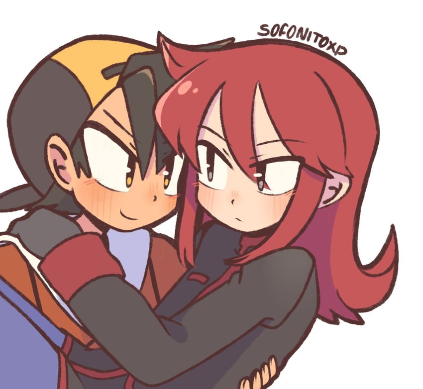 ethan and silver (pokemon and 1 more) drawn by sofo_soup