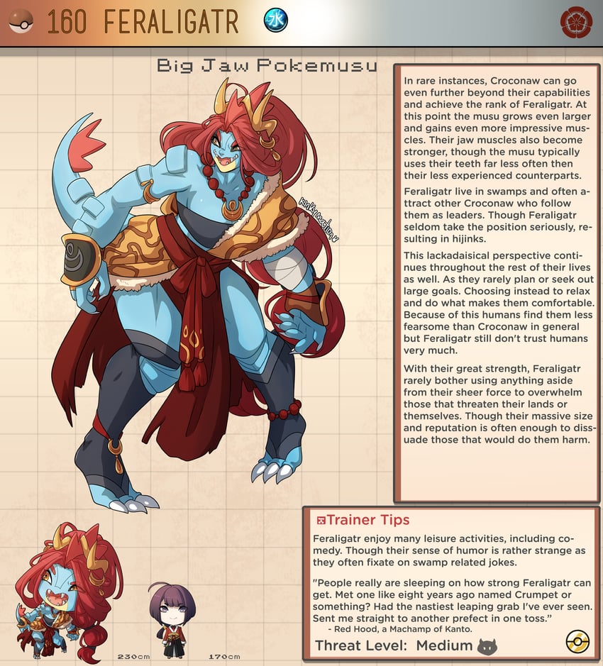 feraligatr (pokemon) drawn by kinkymation