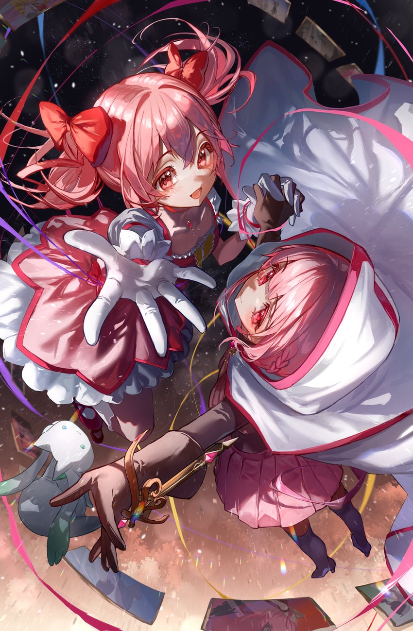 kaname madoka, tamaki iroha, and a-q (mahou shoujo madoka magica and 2 more) drawn by nero_hanken