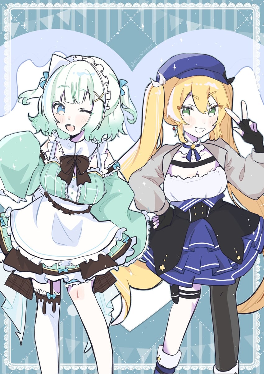 dokibird and mint fantome (indie virtual youtuber) drawn by touru_(eo_052605)