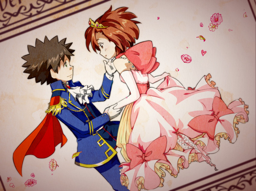 misaka mikoto and kamijou touma (toaru majutsu no index and 1 more) drawn by remmo
