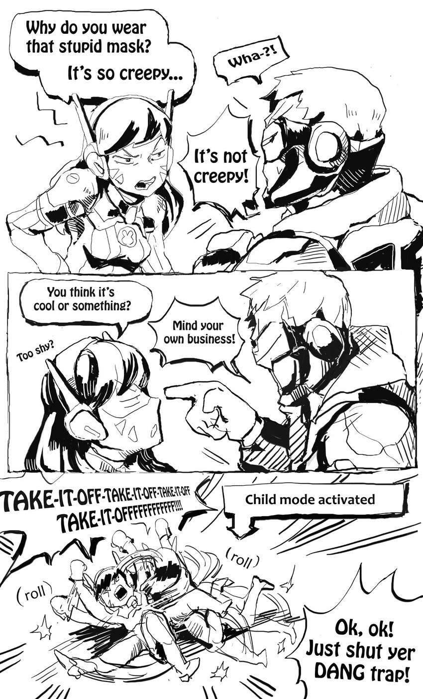 d.va and soldier: 76 (overwatch and 1 more) drawn by njike