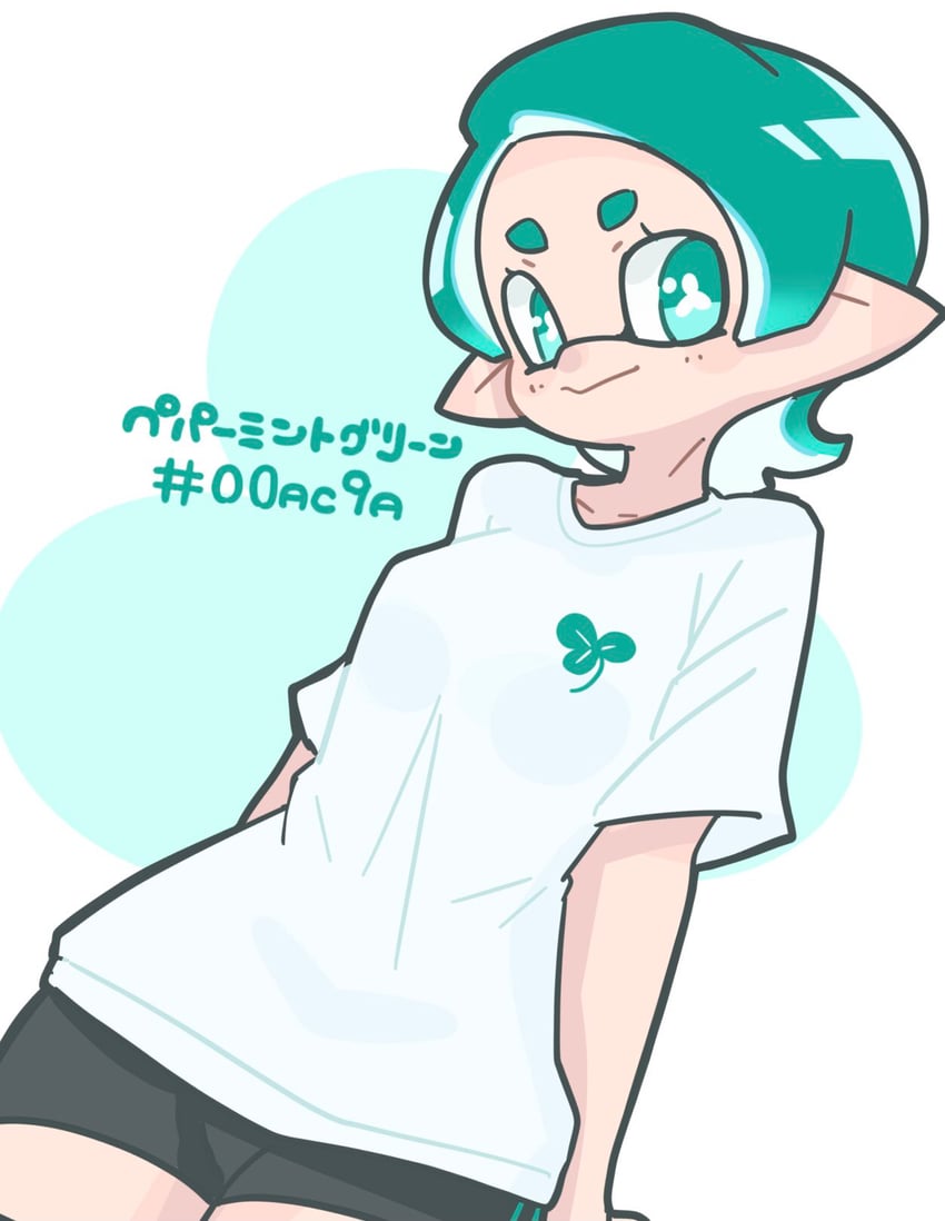 inkling player character and inkling girl (splatoon) drawn by hekoningyou_(waraningyou)