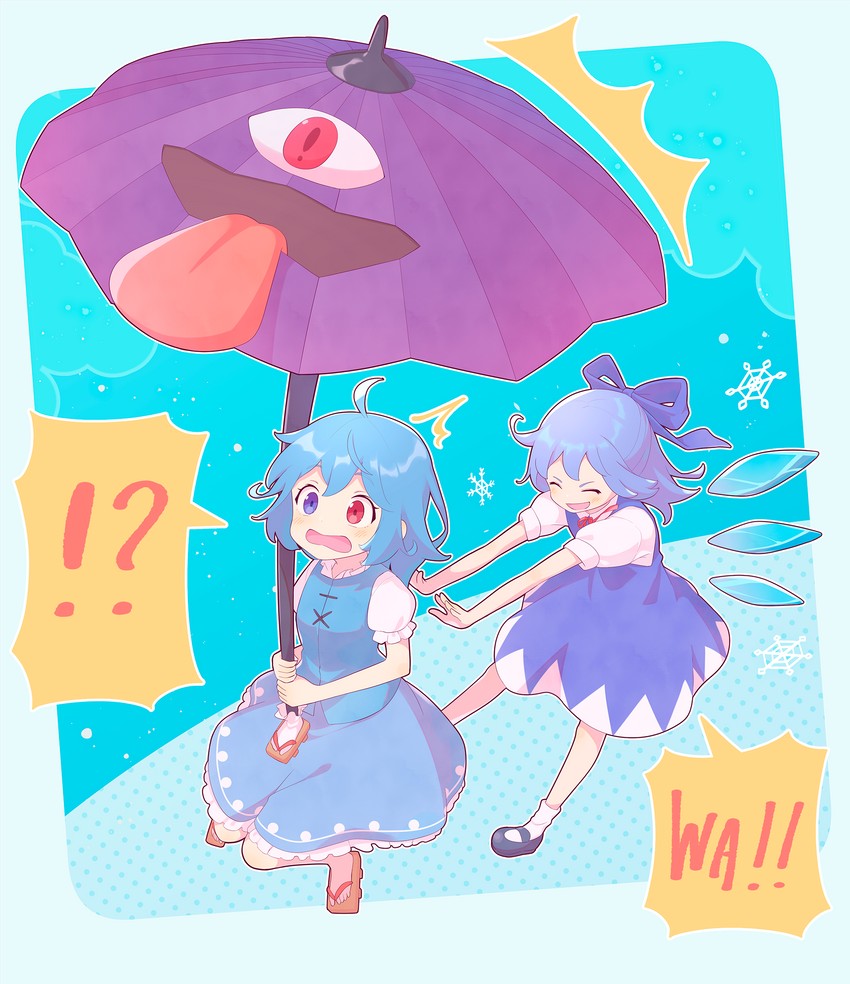 cirno and tatara kogasa (touhou) drawn by kanpa_(campagne_9)