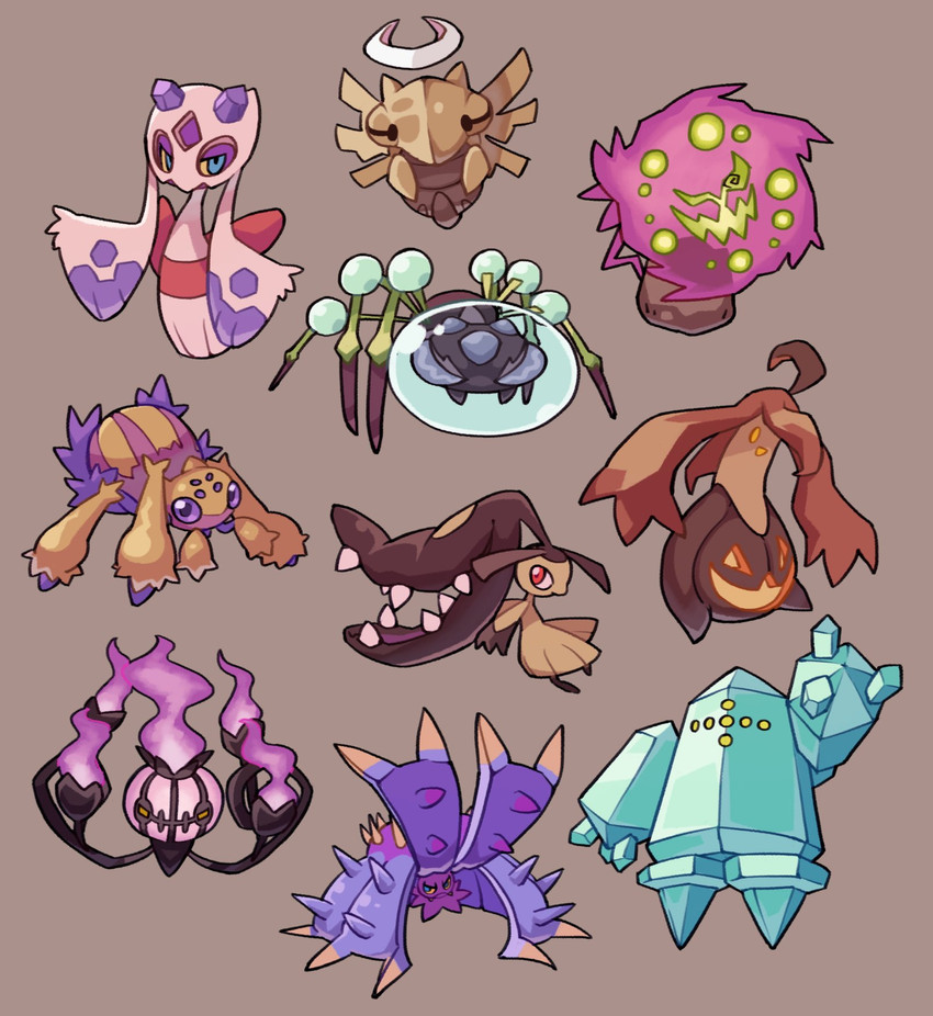 chandelure, mawile, froslass, spiritomb, shedinja, and 5 more (pokemon) drawn by kurt_robinson